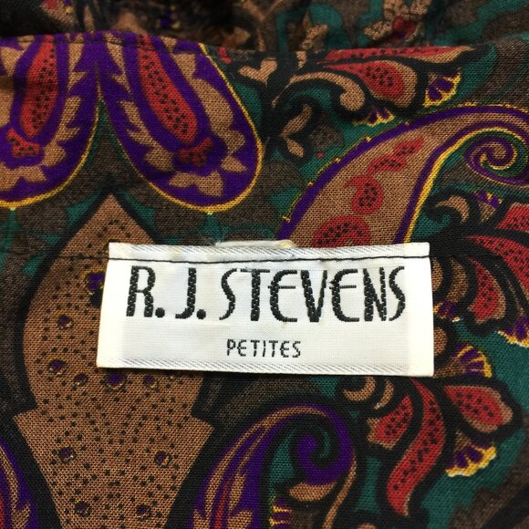 Vintage R.J. Stevens Jumper Dress Size 10P Womens Petite Brow Paisley Sleeveless - Picture 4 of 15